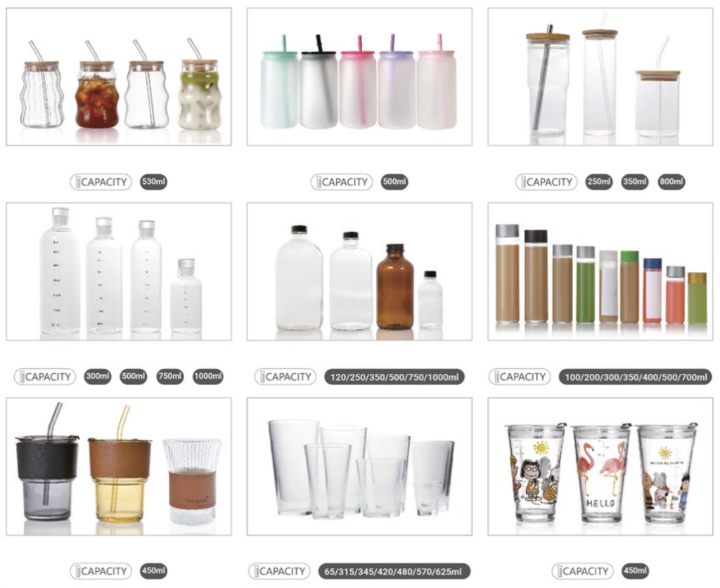 water bottle cup gelas kaca botol air grosir import distributor